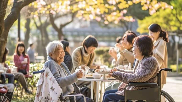 公園で語らう高齢の女性たち